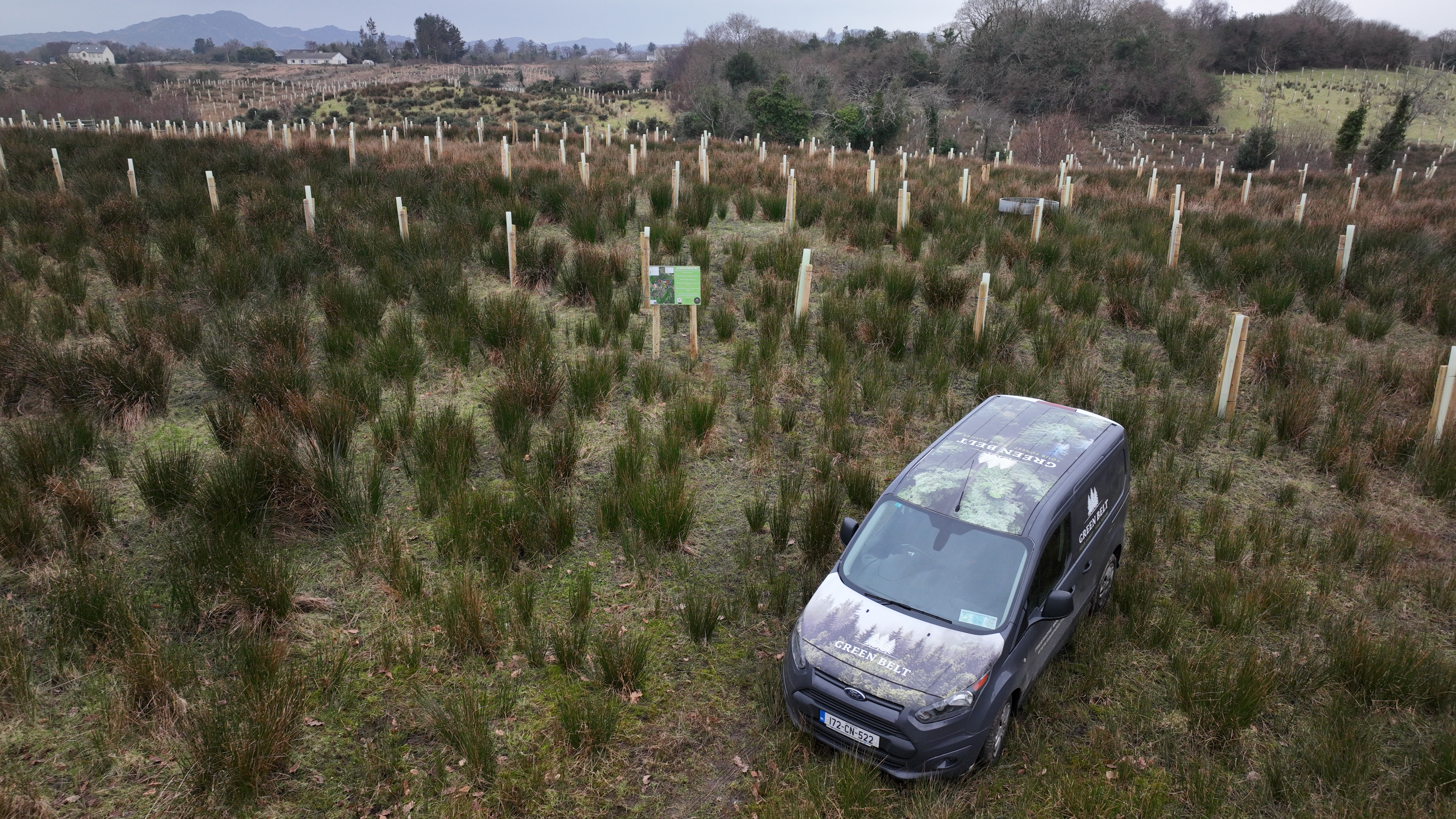 Agroforestry set up in field with Green Belt Van
